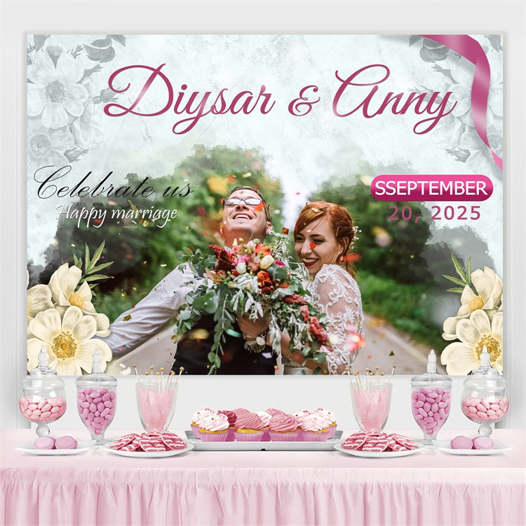 Hochzeitskulisse Ideen Vintage Floral Personalisierte Kulisse TWW3-85