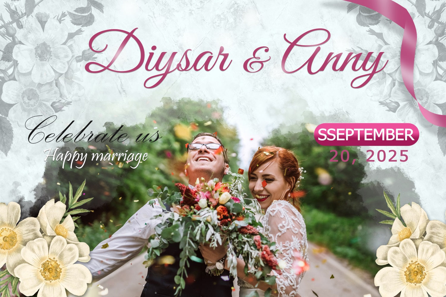 Hochzeitskulisse Ideen Vintage Floral Personalisierte Kulisse TWW3-85