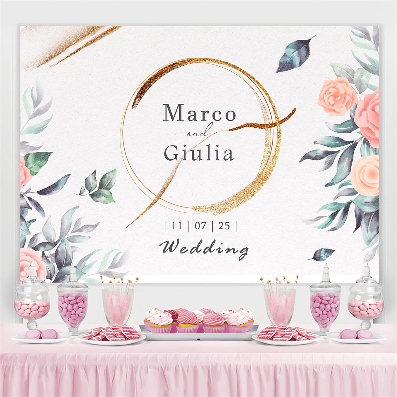Backdrops für Hochzeiten Elegante Rose Individueller Backdrop TWW3-88