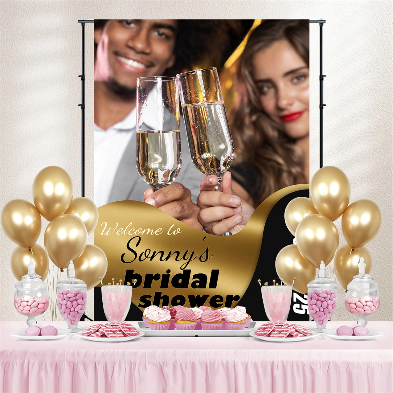 Hintergrund für die Brautparty Champagner Toast Personalisierter Hintergrund TWW3-91