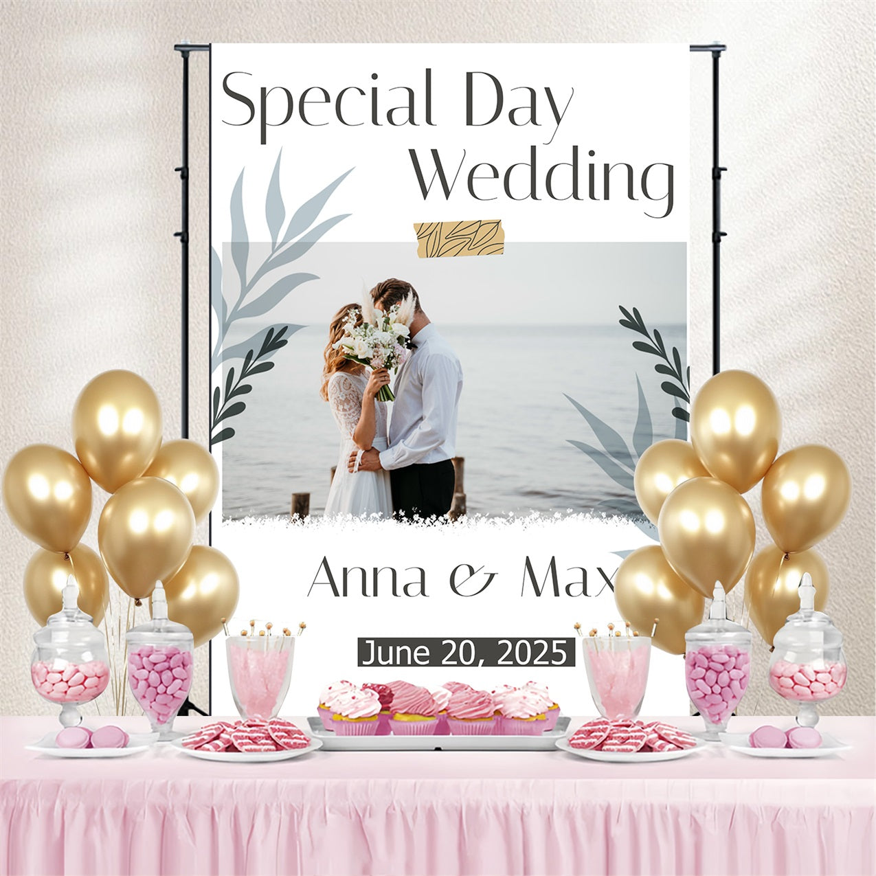 Backdrop Hochzeit Besonderer Tag Personalisierte Backdrop TWW3-94