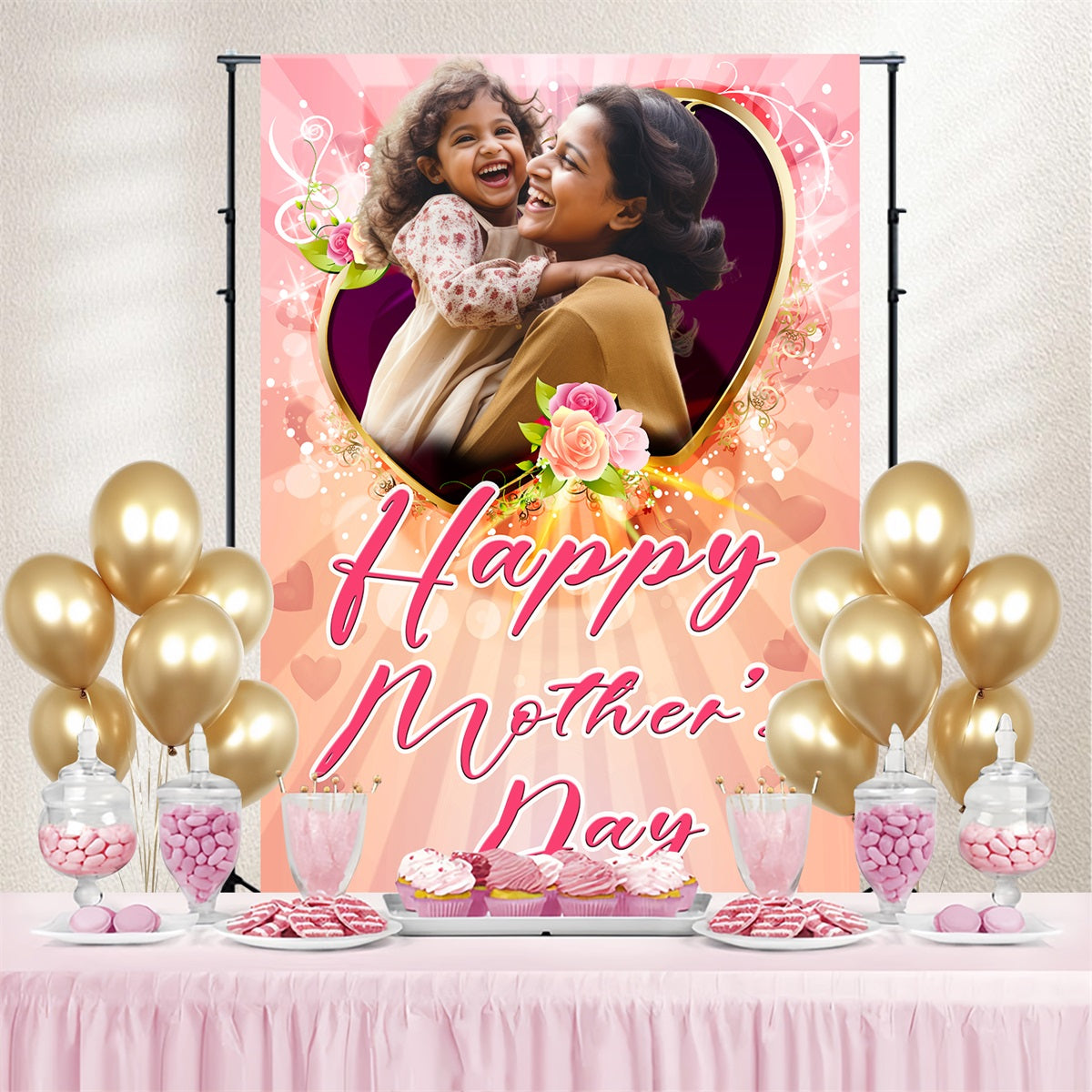 Mothers Day Foto Backdrop Tulip Liebe Collage Benutzerdefinierte Backdrop TWW4-2