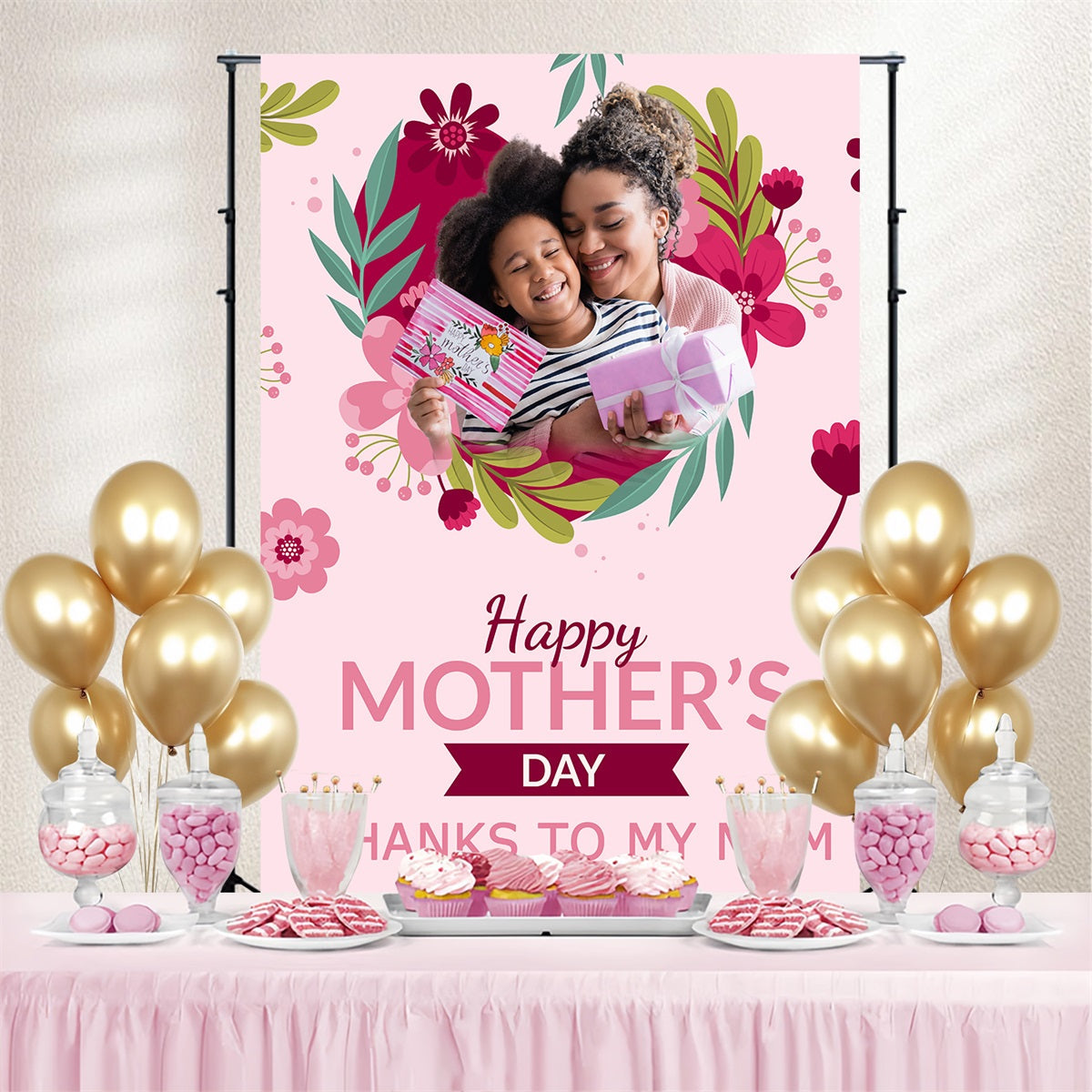 Happy Mothers Day Backdrop Konfetti Liebe Flower Benutzerdefinierte Backdrop TWW4-15