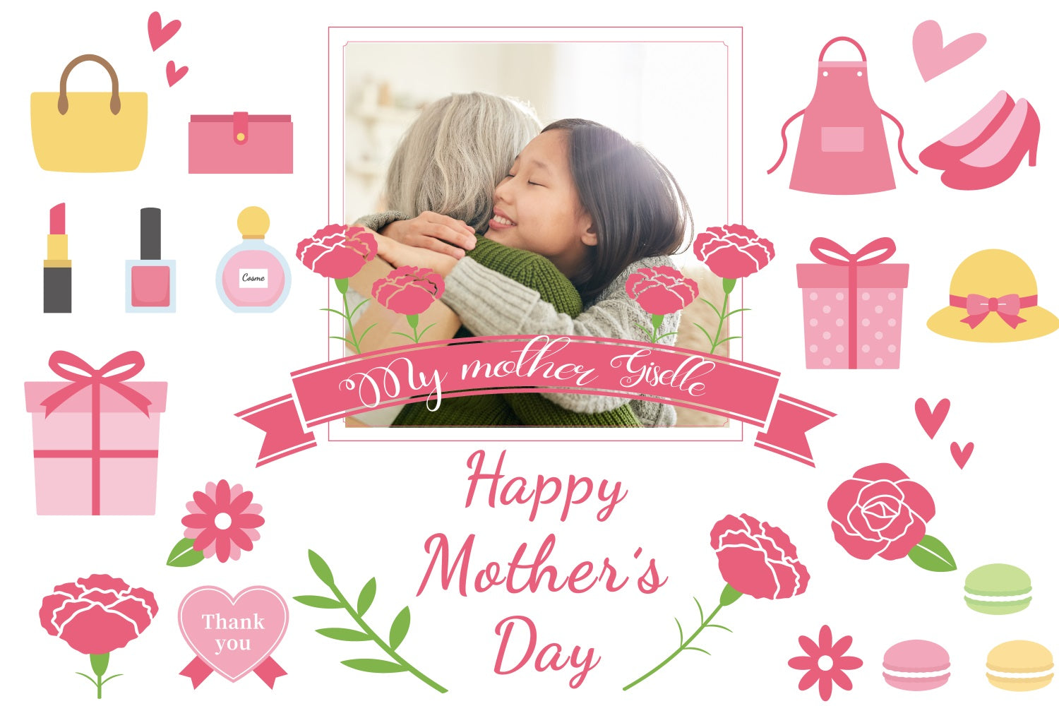 Mother's Day Backdrop Ideen Cute Familie Gathering Benutzerdefinierte Backdrop TWW4-19
