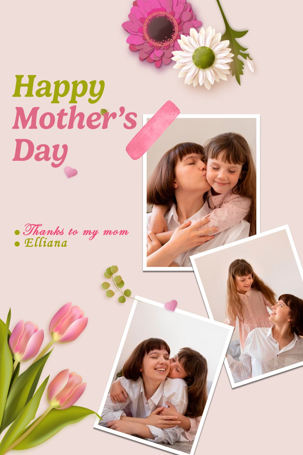 Mothers Day Backdrops Loving Embrace Blumen Benutzerdefinierte Backdrop TWW4-3