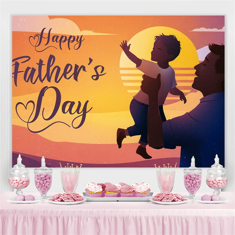 Hintergrundbild Vatertag Sonnenuntergang Silhouette Personalisierte Hintergrundbild TWW4-79