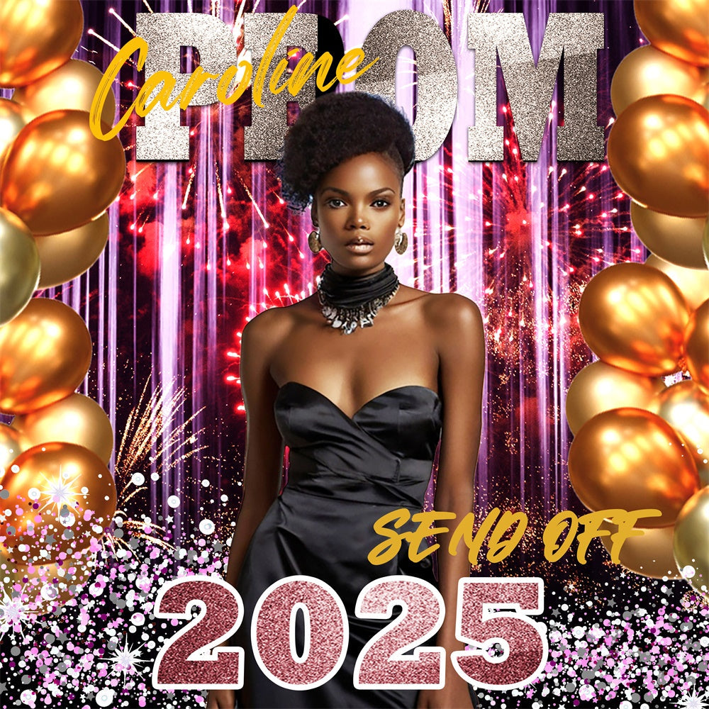 Prom 2025 Backdrop Ballon Feuerwerk Custom Party Graduation Backdrop TWW5-35