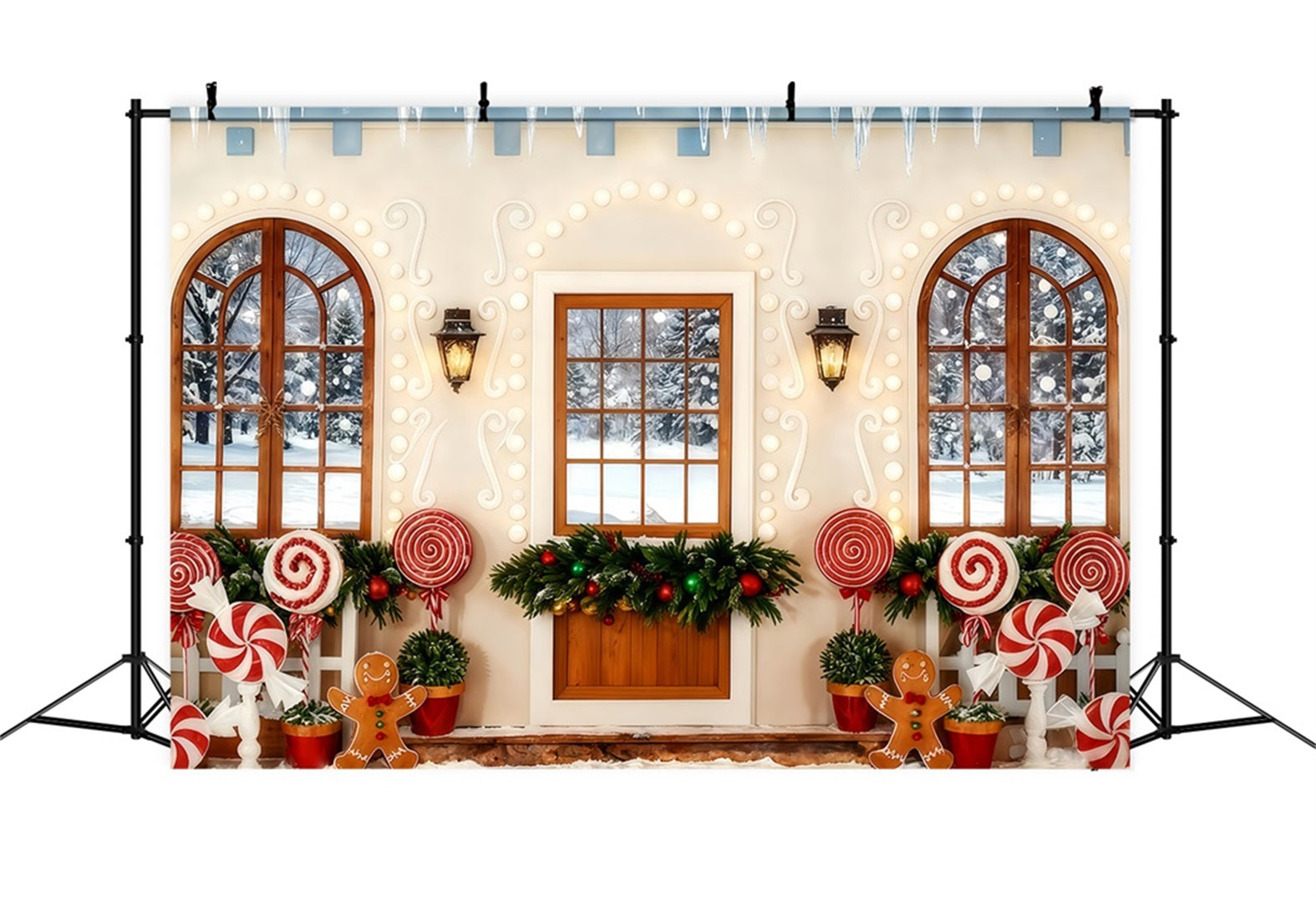 Lebkuchen-Hintergrund Zuckerstange Lebkuchen-Veranda Weihnachtshintergr¨¹nde Verkauf TWW510-100