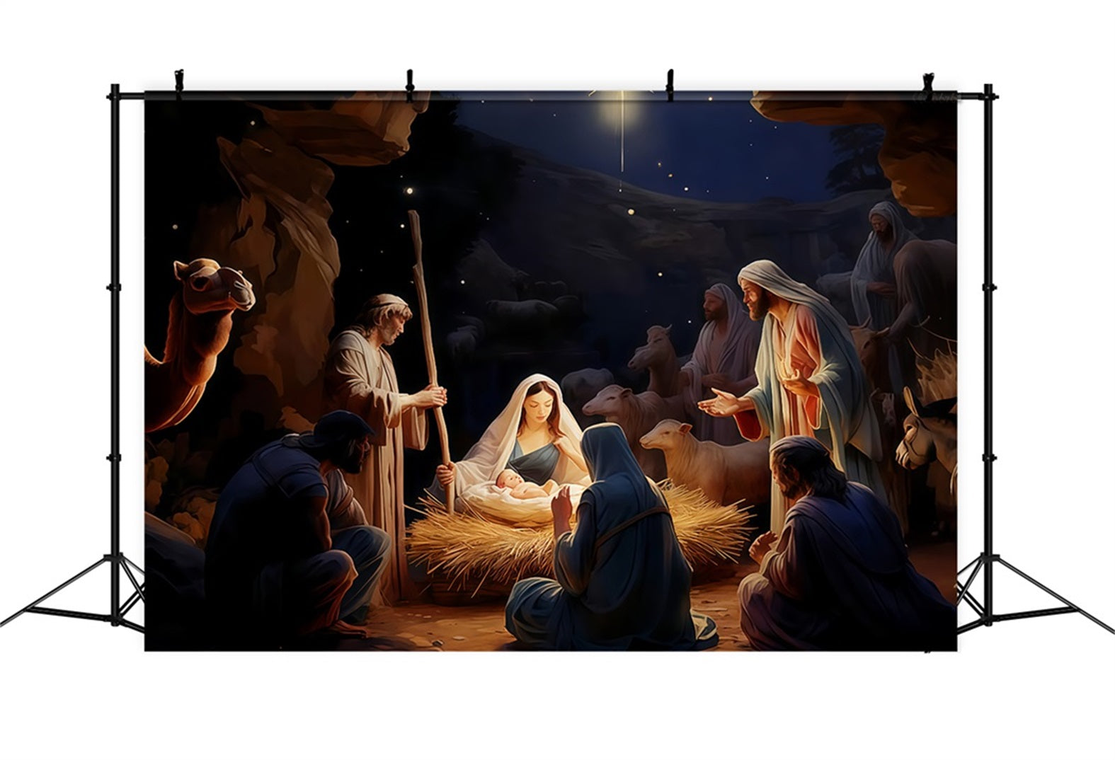 Krippen-Hintergrund Heilige Familie Krippen-Nacht Weihnachtsfotografie-Hintergr¨¹nde TWW510-102