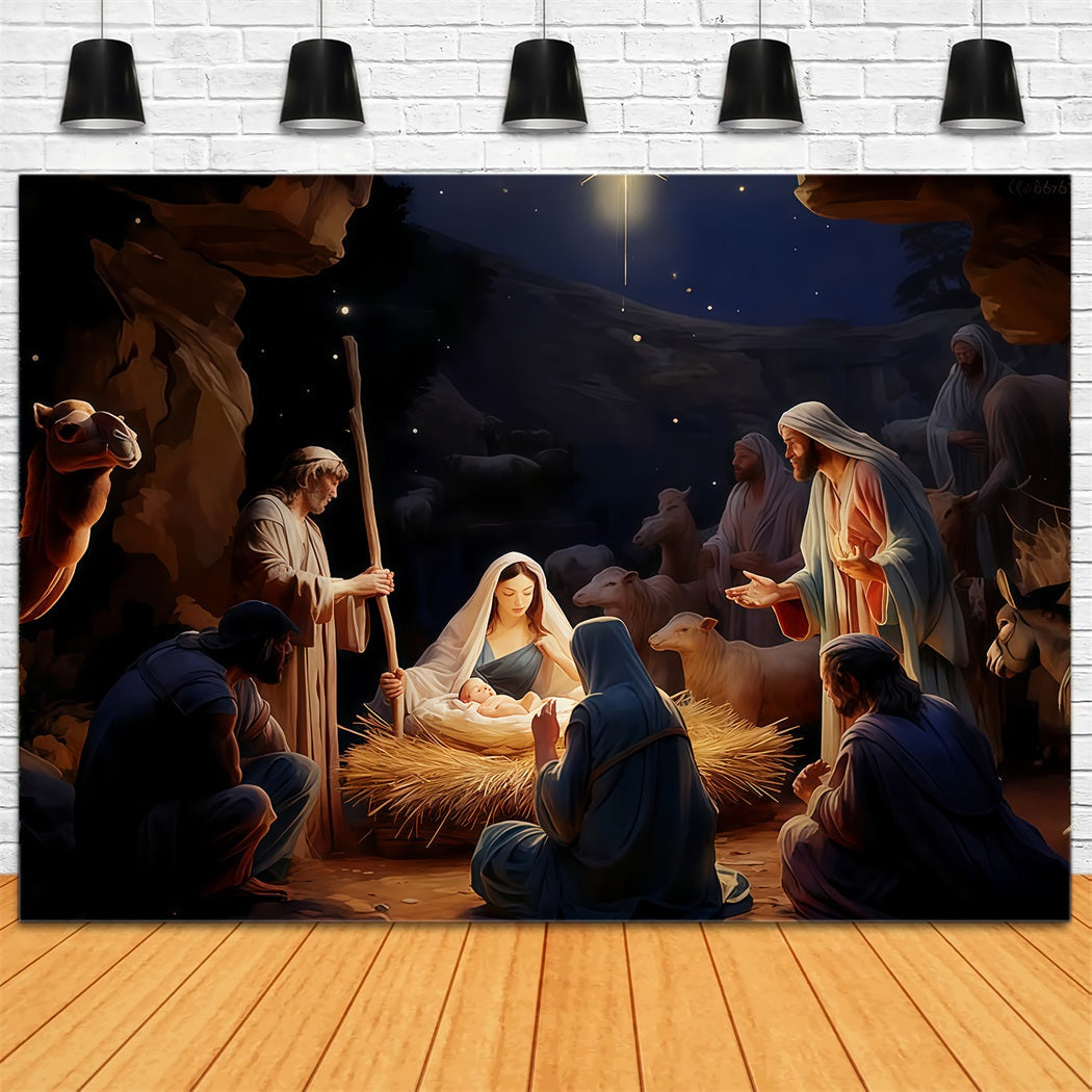 Krippen-Hintergrund Heilige Familie Krippen-Nacht Weihnachtsfotografie-Hintergr¨¹nde TWW510-102