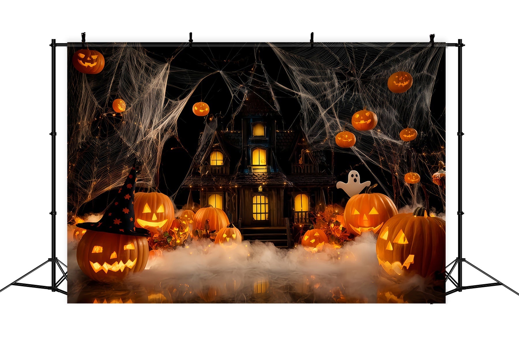 Geisterhaus-Hintergrund Geisterhaus K¨¹rbis Nebel Halloween-Hintergrundideen TWW510-15
