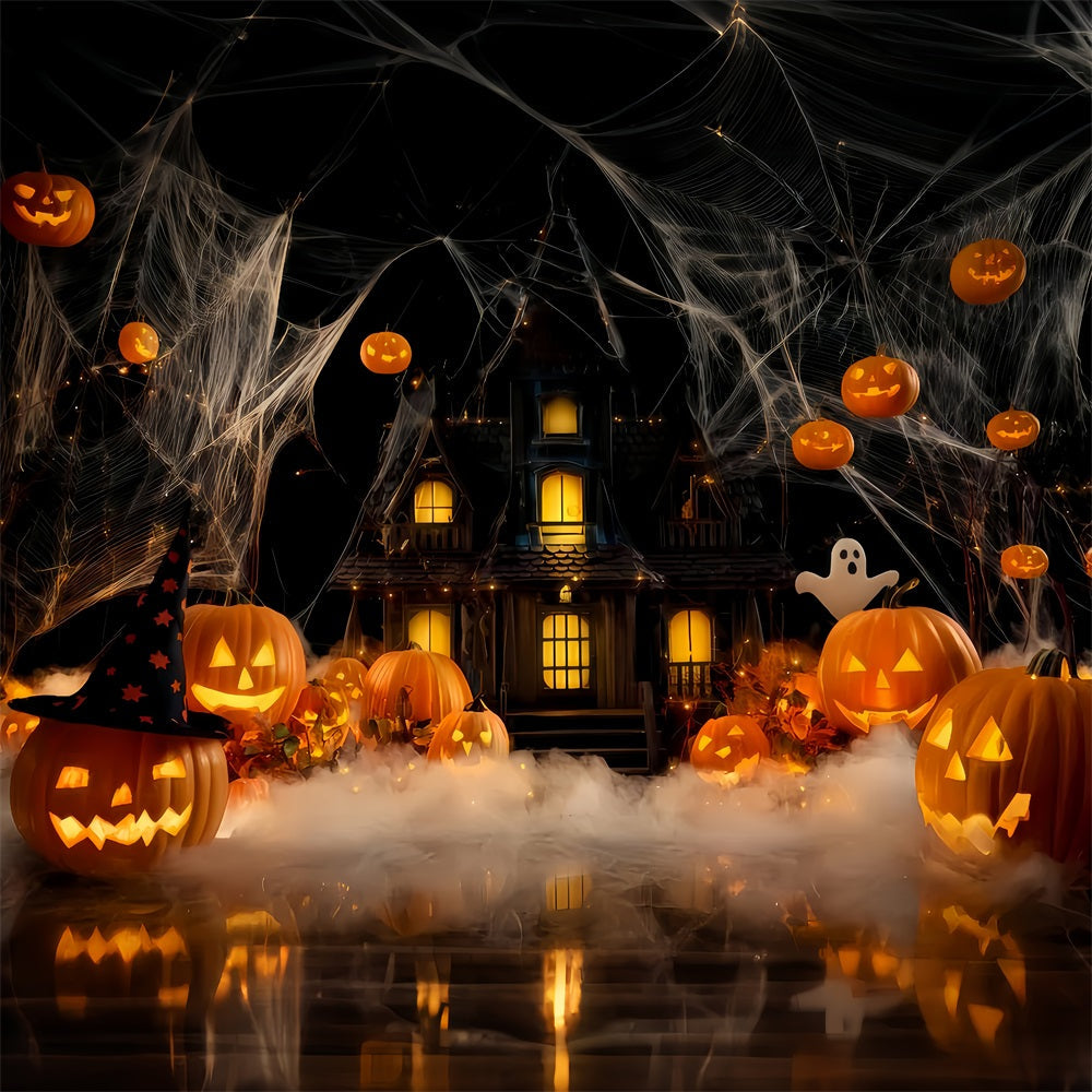 Geisterhaus-Hintergrund Geisterhaus K¨¹rbis Nebel Halloween-Hintergrundideen TWW510-15