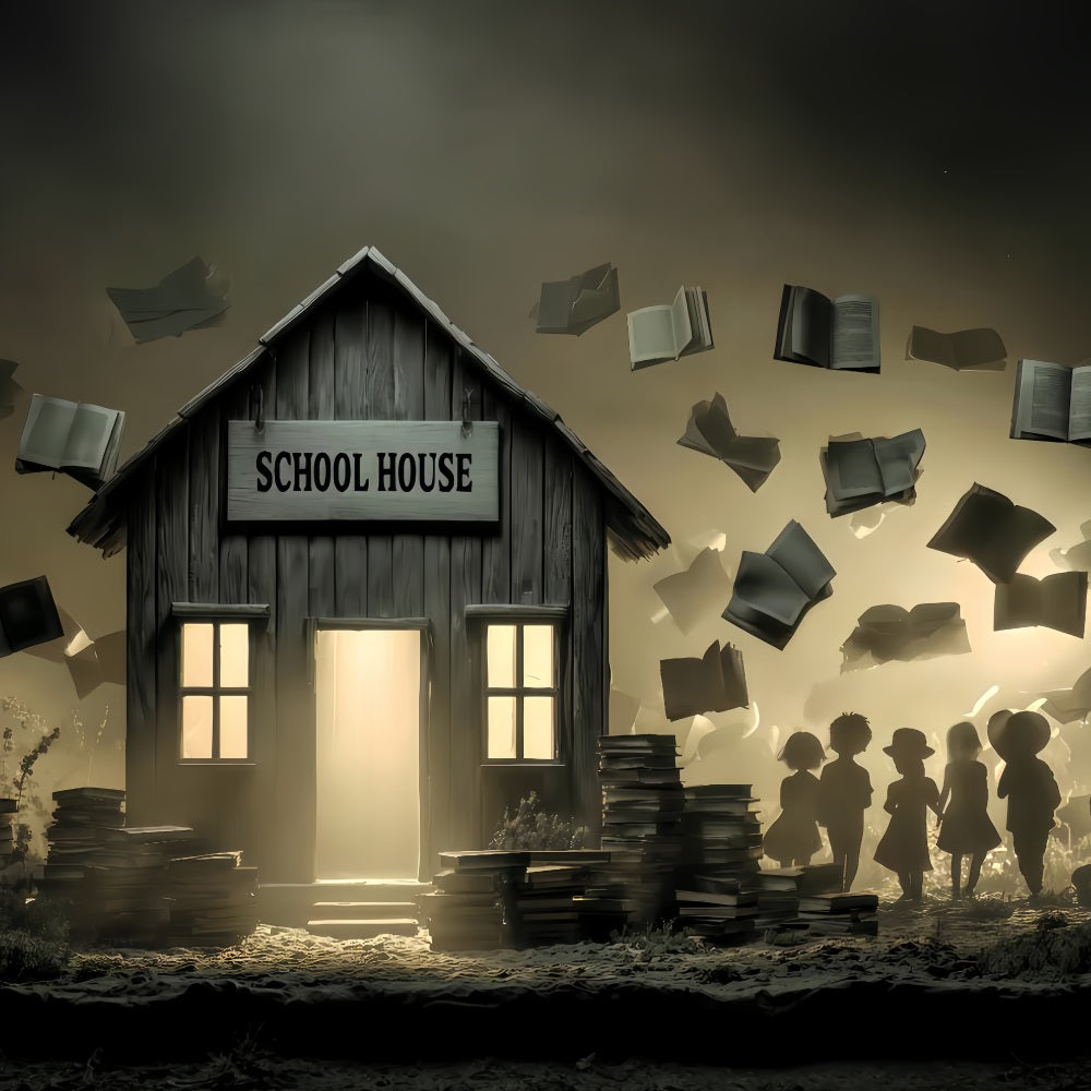 Spukhaus-Hintergrund Spukhaus-Schulhaus B¨¹cher Halloween-Hintergr¨¹nde TWW510-2