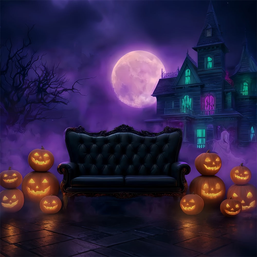 Halloween-Mond-Hintergrund Gothic-Sofa Spukhaus Halloween-Hintergründe TWW510-22