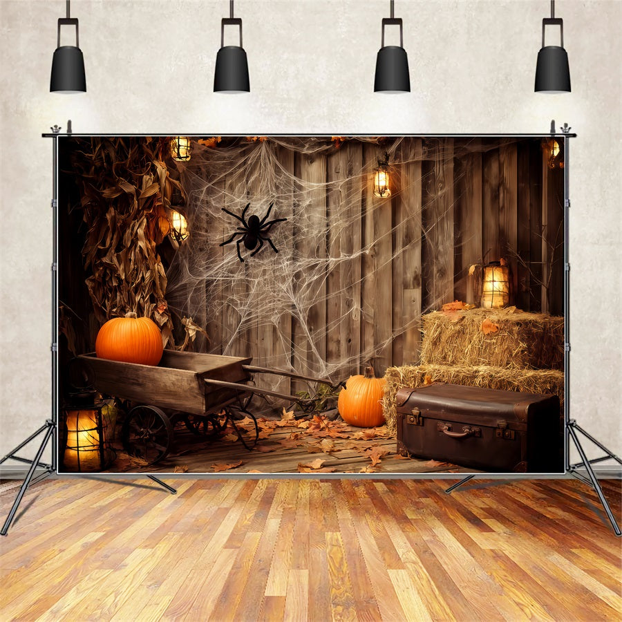 Halloween-Wand-Hintergrund Spinnennetz Rustikale Ecke Halloween-Fotohintergrund TWW510-23