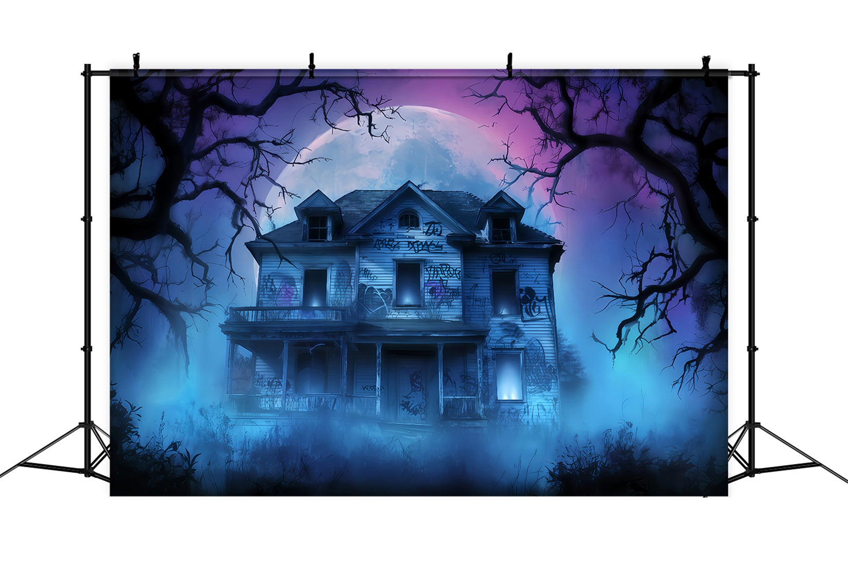 Geisterhaus-Hintergrund Verlassenes Haus Nebelnacht Halloween-Hintergrund f¨¹r Fotos TWW510-24