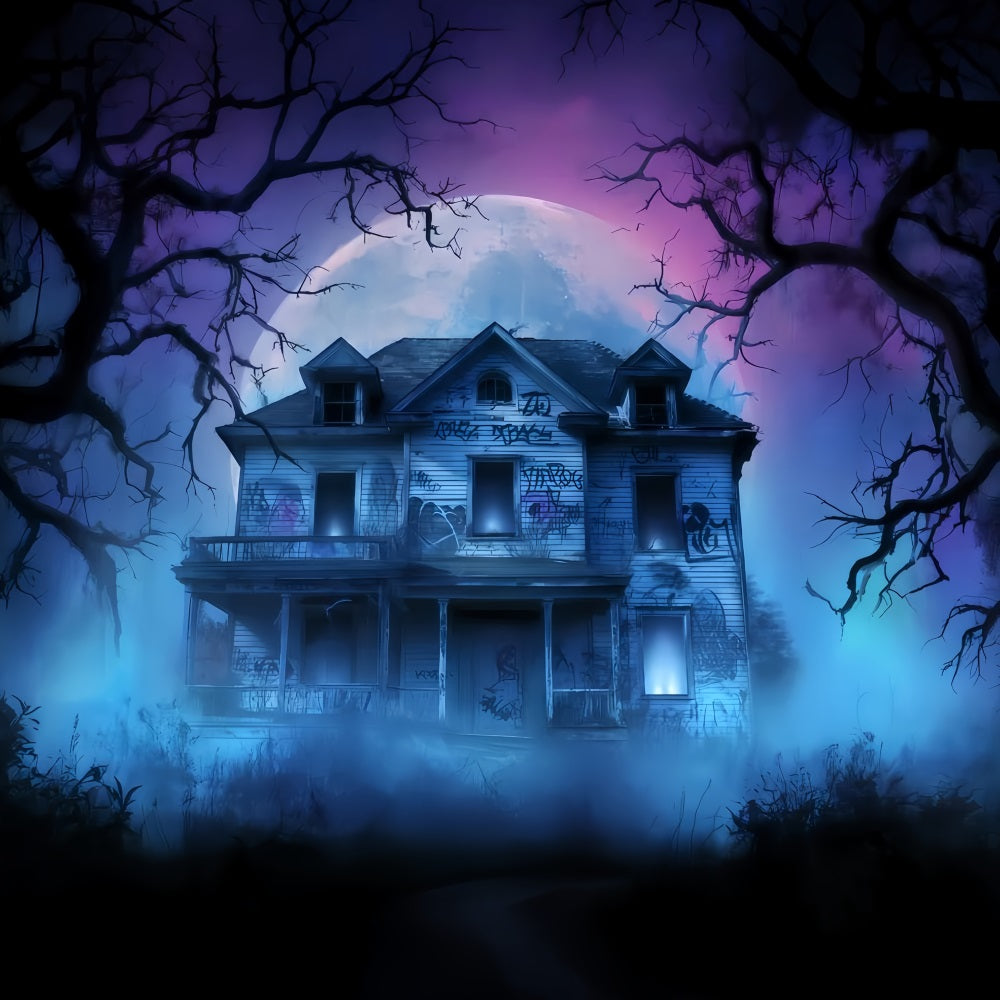 Geisterhaus-Hintergrund Verlassenes Haus Nebelnacht Halloween-Hintergrund f¨¹r Fotos TWW510-24