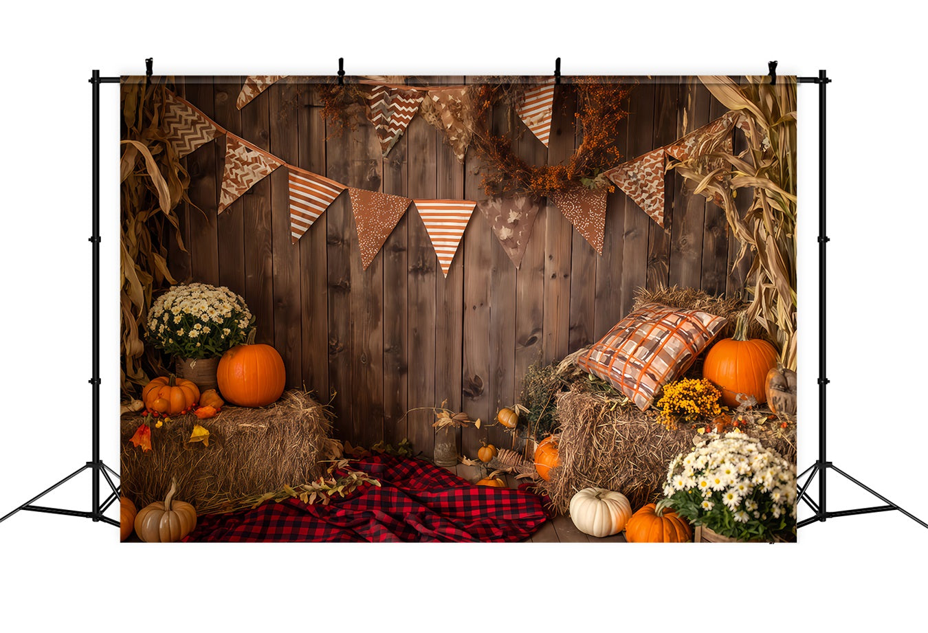 Halloween-Wandkulisse Rustikaler Herbst-Ernte-Eck-Halloween-Kulissen-Ideen TWW510-35