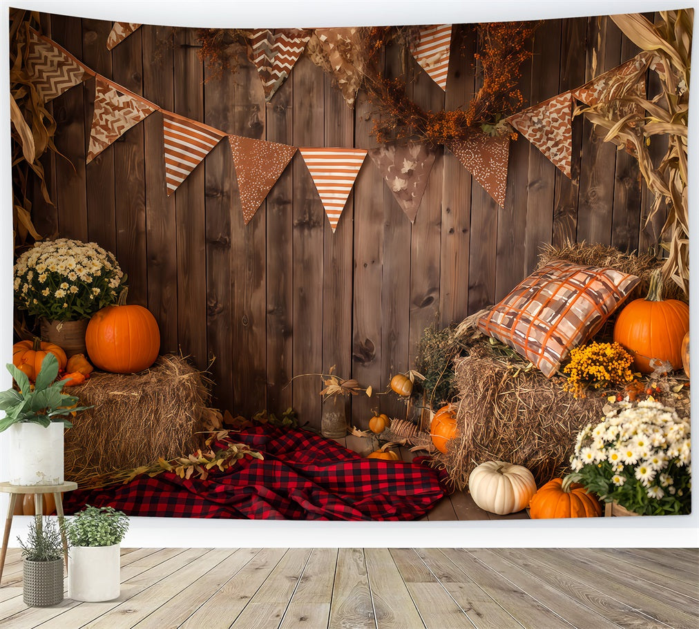 Halloween-Wandkulisse Rustikaler Herbst-Ernte-Eck-Halloween-Kulissen-Ideen TWW510-35