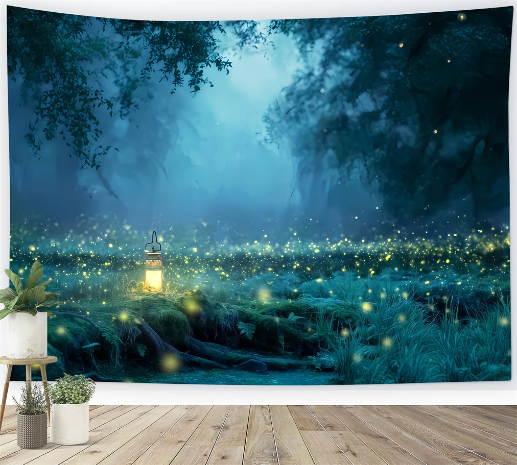 Spukwald-Hintergrund Zauberwald Gl¨¹hw¨¹rmchenlicht Halloween-Fotohintergrund TWW510-39