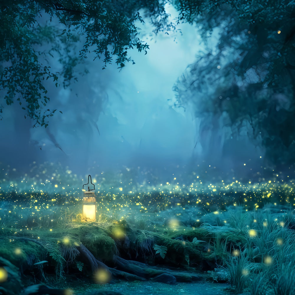 Spukwald-Hintergrund Zauberwald Gl¨¹hw¨¹rmchenlicht Halloween-Fotohintergrund TWW510-39