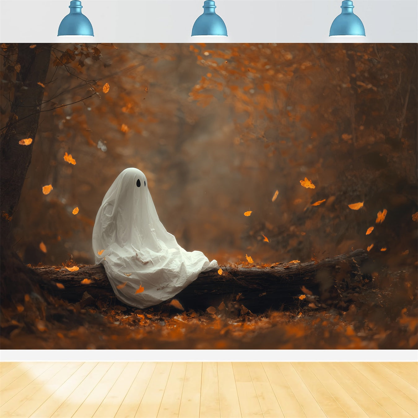 Halloween-Geister-Hintergrund Herbstwald Einsamer Geist Gruseliger Halloween-Hintergrund TWW510-48