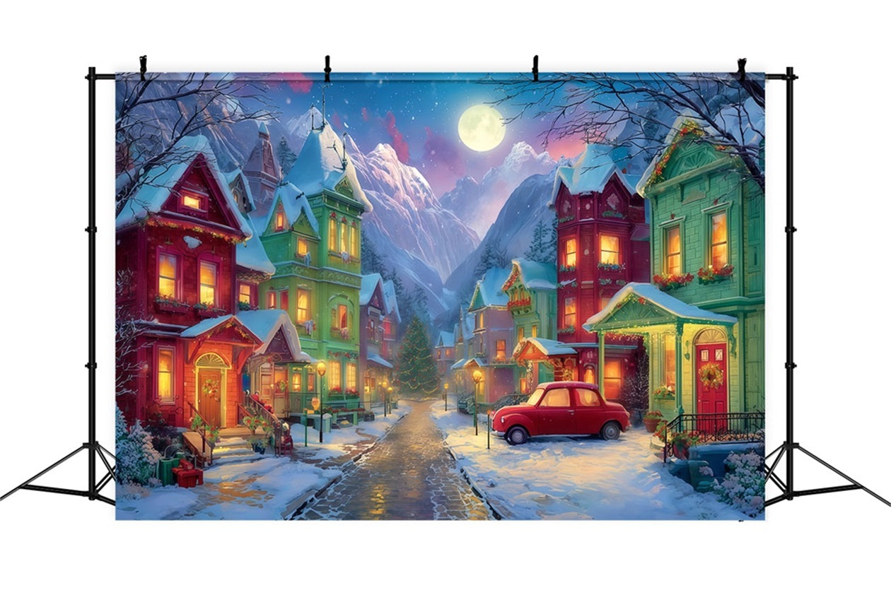 Grinch-Hintergrund Verschneites Dorf Weihnachtsnacht Weihnachtsfotografie-Hintergr¨¹nde TWW510-50
