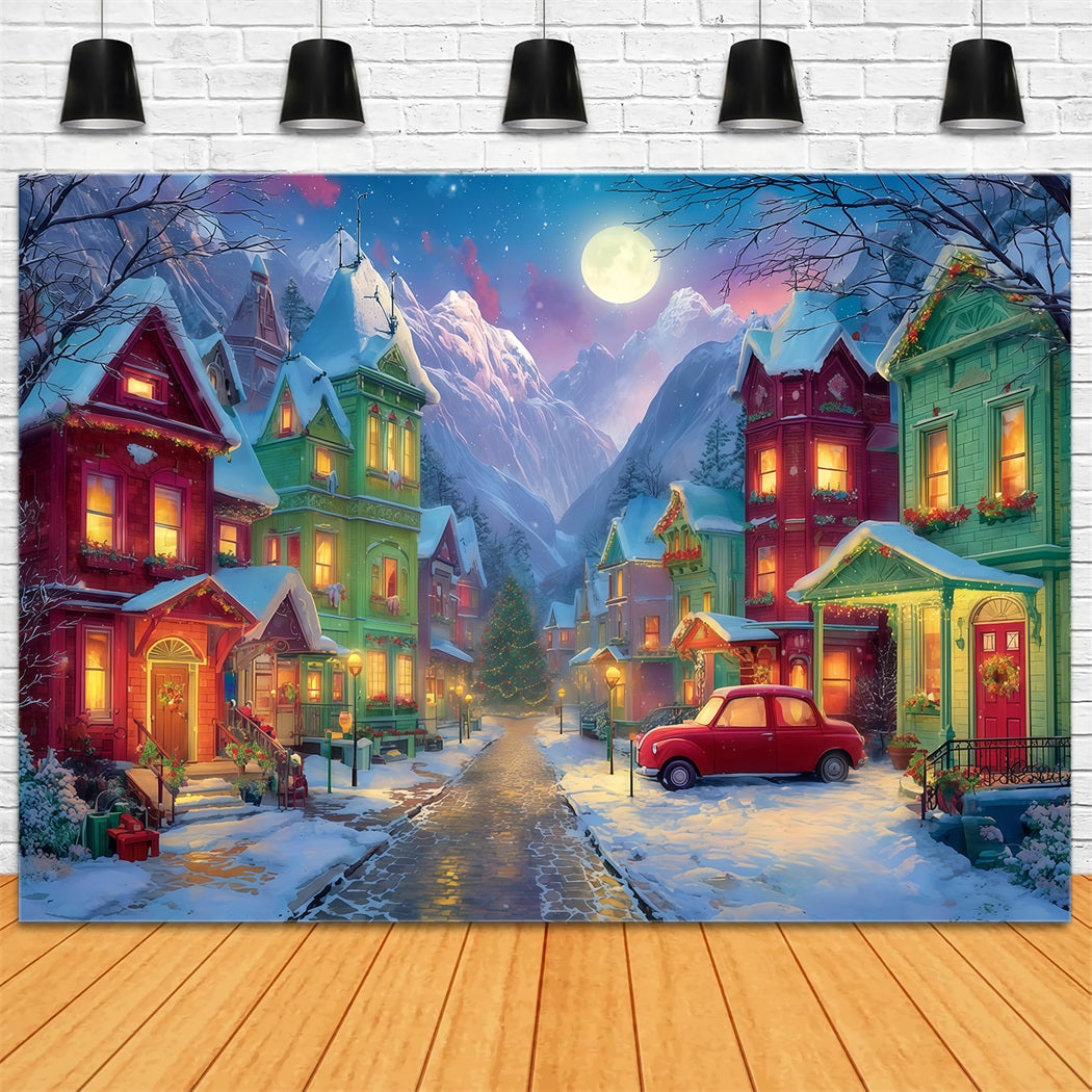 Grinch-Hintergrund Verschneites Dorf Weihnachtsnacht Weihnachtsfotografie-Hintergr¨¹nde TWW510-50
