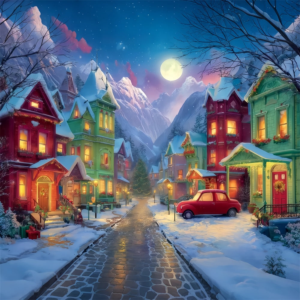 Grinch-Hintergrund Verschneites Dorf Weihnachtsnacht Weihnachtsfotografie-Hintergr¨¹nde TWW510-50