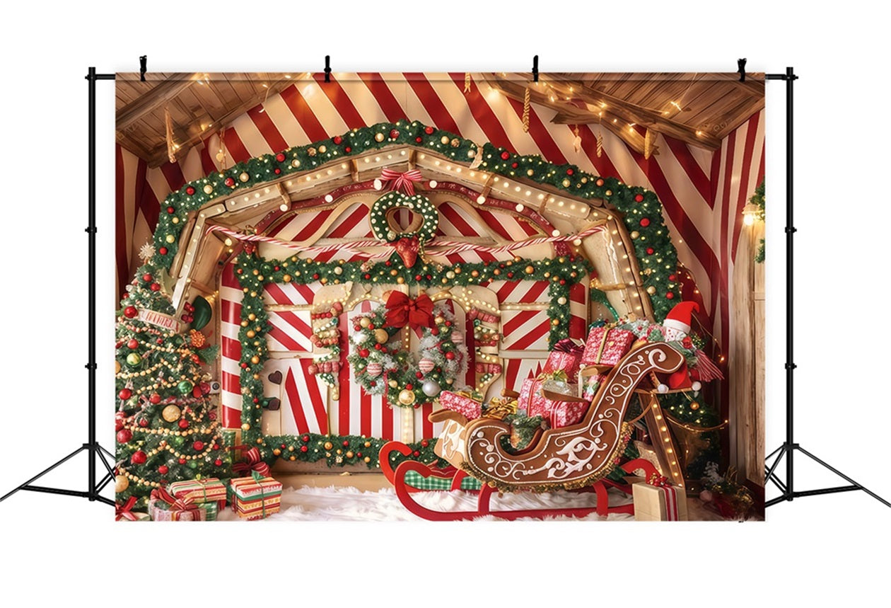 Lebkuchen-Hintergrund Pfefferminz-Schlitten Geschenkzimmer Weihnachtsfoto-Hintergrund TWW510-52