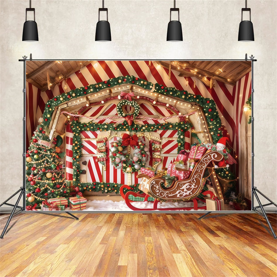 Lebkuchen-Hintergrund Pfefferminz-Schlitten Geschenkzimmer Weihnachtsfoto-Hintergrund TWW510-52