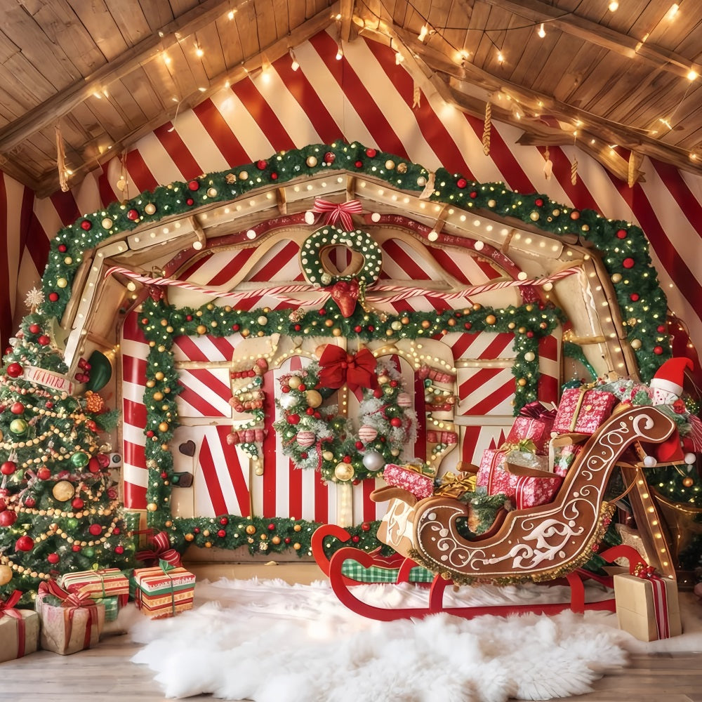 Lebkuchen-Hintergrund Pfefferminz-Schlitten Geschenkzimmer Weihnachtsfoto-Hintergrund TWW510-52