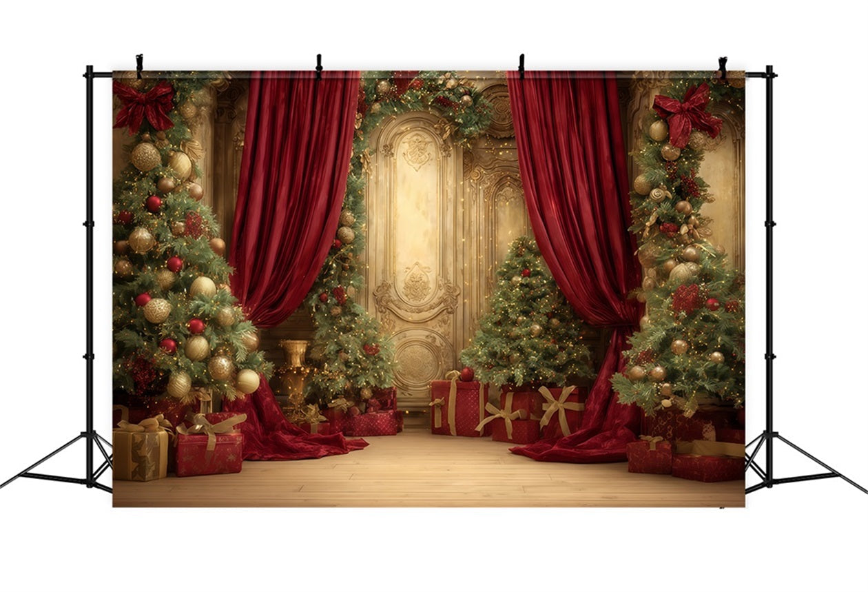 Weihnachtswand-Hintergrund Goldener Palast Festliche Eleganz Weihnachtshintergr¨¹nde TWW510-54