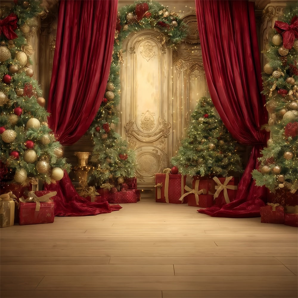 Weihnachtswand-Hintergrund Goldener Palast Festliche Eleganz Weihnachtshintergr¨¹nde TWW510-54