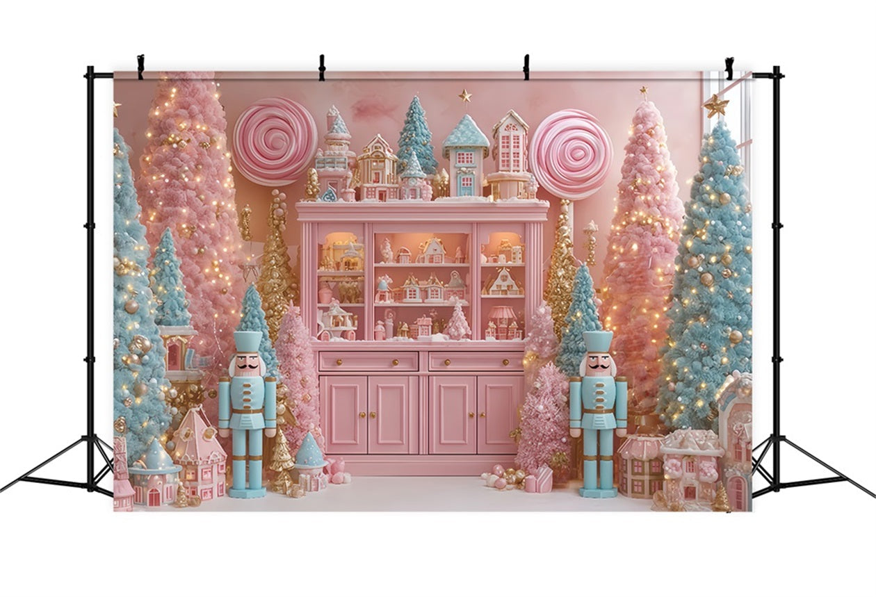 Nussknacker-Hintergrund Candyland Pastellrosa Bäume Weihnachts-Hintergrund TWW510-62