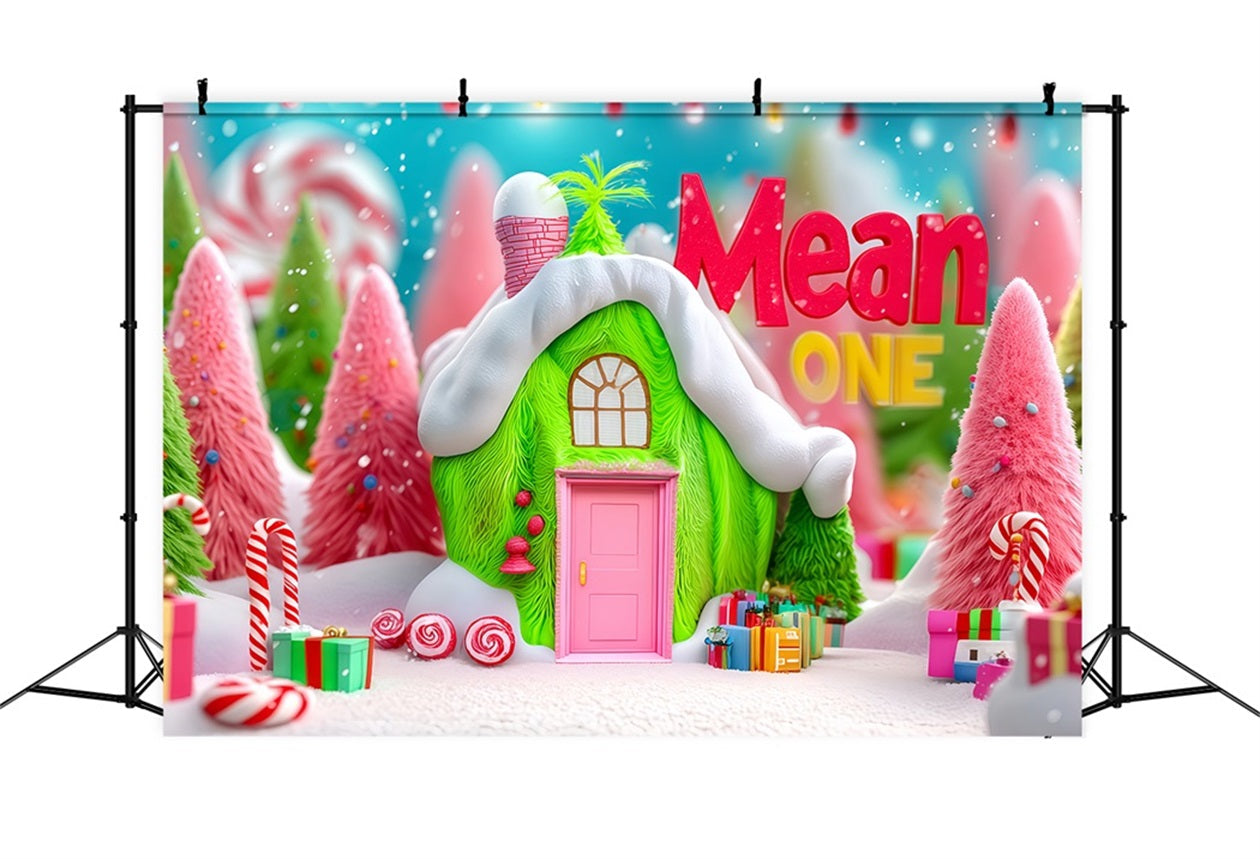 Grinch-Foto-Hintergrund Whoville Gr¨¹nes Bonbon-H?uschen Weihnachts-Hintergr¨¹nde TWW510-63