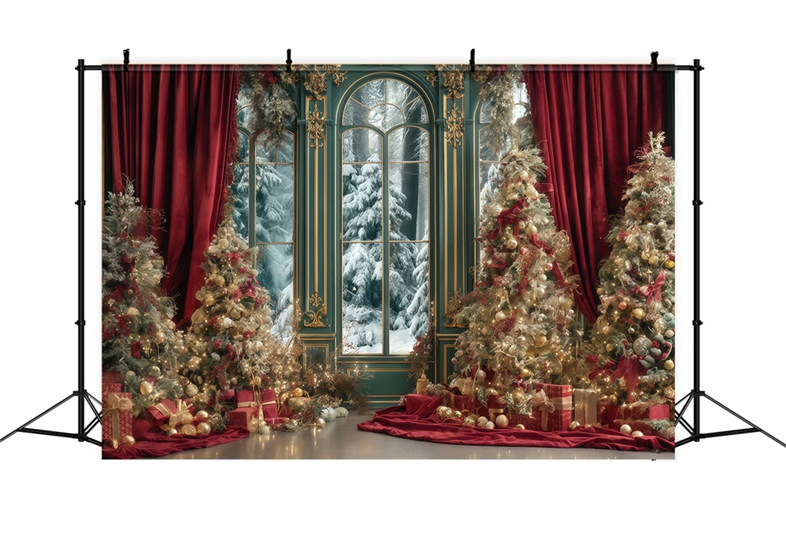 Hintergrund ?Weihnachtsbaum¡° Roter Vorhang Winterpalast Weihnachtsfoto-Hintergr¨¹nde TWW510-67