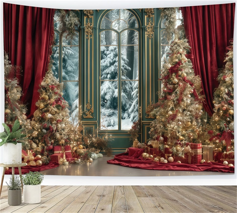 Hintergrund ?Weihnachtsbaum¡° Roter Vorhang Winterpalast Weihnachtsfoto-Hintergr¨¹nde TWW510-67