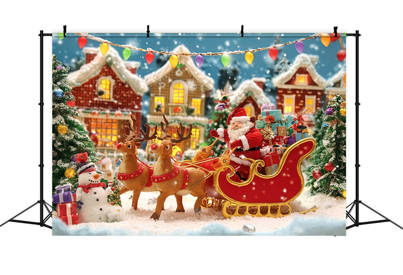 Weihnachtsmann-Hintergrund Weihnachtsmann-Schlitten Dorfparade Weihnachtshintergr¨¹nde Verkauf TWW510-68