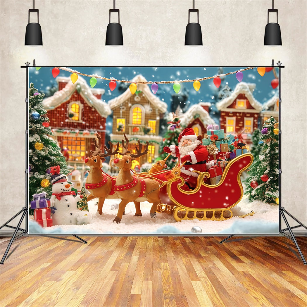 Weihnachtsmann-Hintergrund Weihnachtsmann-Schlitten Dorfparade Weihnachtshintergr¨¹nde Verkauf TWW510-68