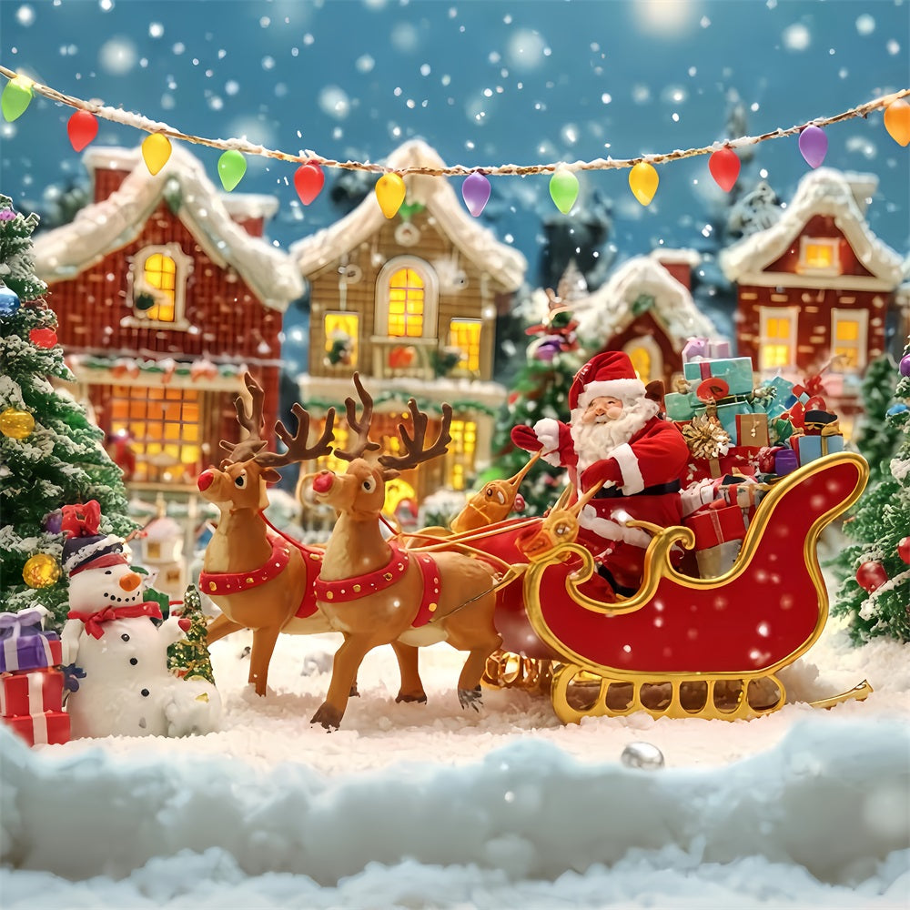 Weihnachtsmann-Hintergrund Weihnachtsmann-Schlitten Dorfparade Weihnachtshintergr¨¹nde Verkauf TWW510-68