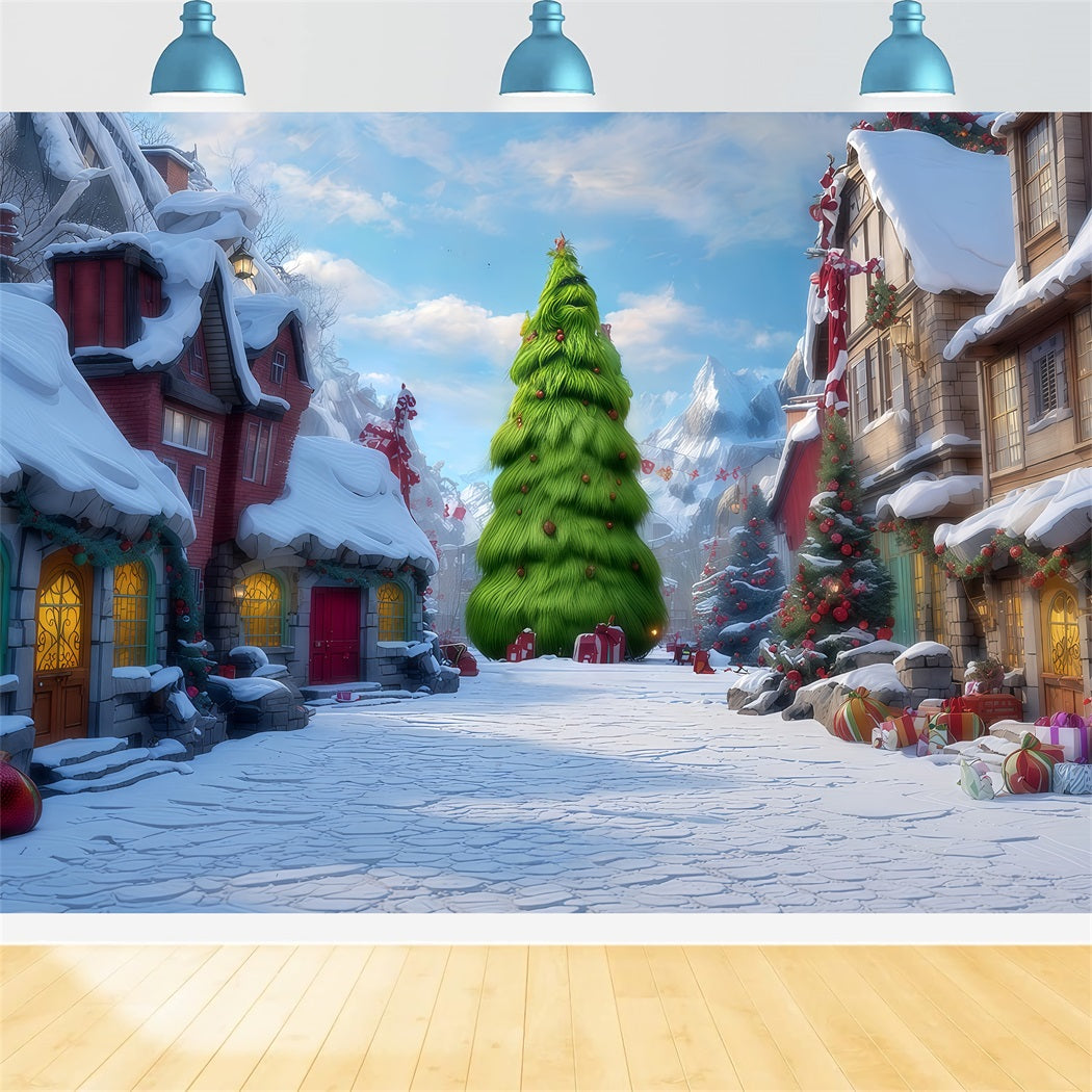 Grinch-Hintergr¨¹nde Whoville Verschneite Dorfstra?e Weihnachts-Hintergr¨¹nde TWW510-73