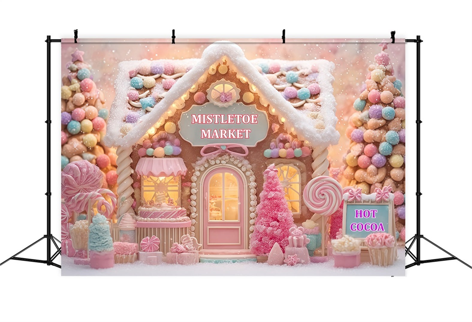 Lebkuchenhaus-Hintergrund Candyland S¨¹?warenladen Weihnachts-Foto-Hintergrund TWW510-74