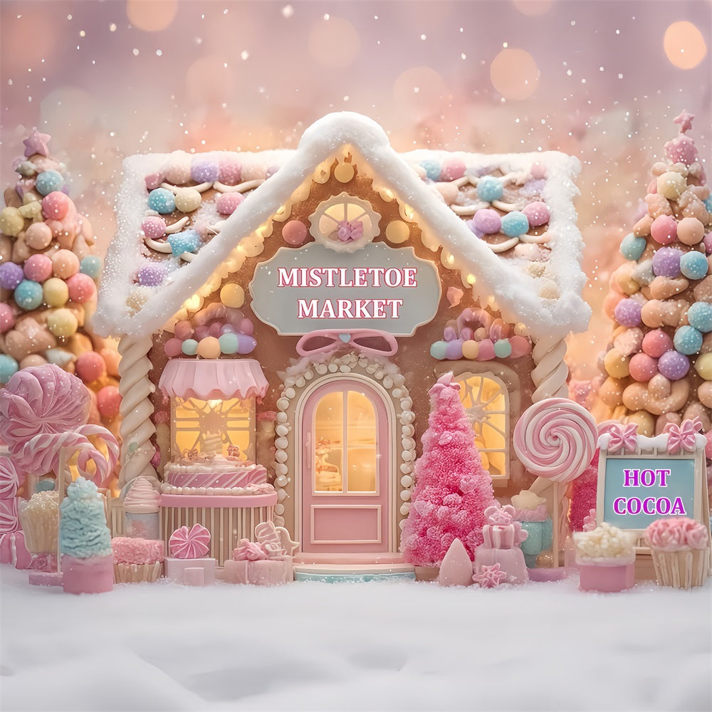 Lebkuchenhaus-Hintergrund Candyland Süßwarenladen Weihnachts-Foto-Hintergrund TWW510-74