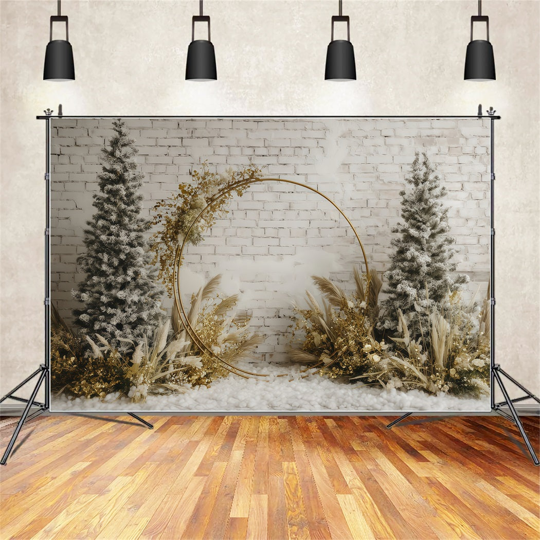 Weihnachtswand-Hintergrund Goldener rustikaler Winterbogen Weihnachtshintergr¨¹nde im Angebot TWW510-76
