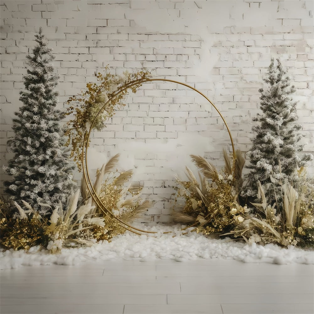 Weihnachtswand-Hintergrund Goldener rustikaler Winterbogen Weihnachtshintergr¨¹nde im Angebot TWW510-76