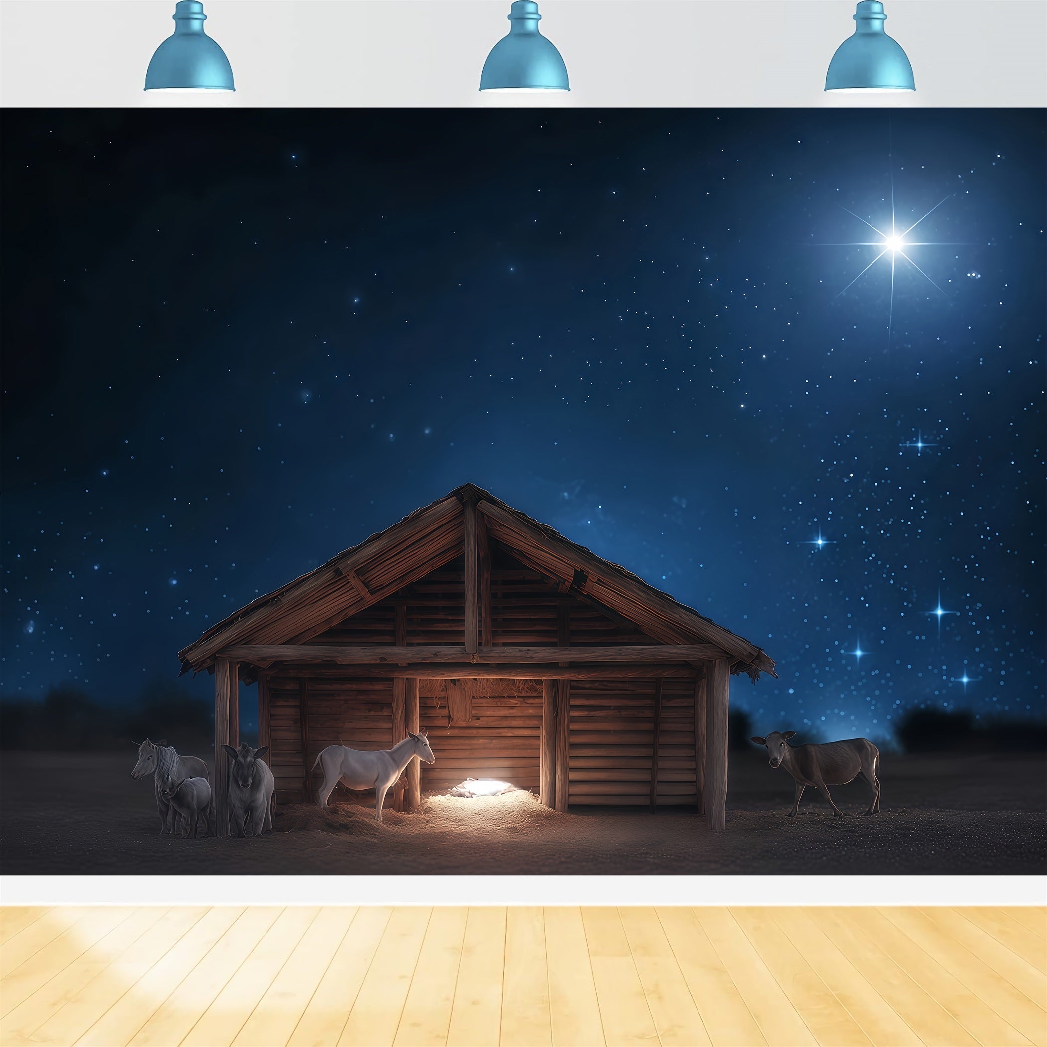 Krippen-Hintergrund Stille Nacht Krippe Leuchten Weihnachtshintergrund-Ideen TWW510-77