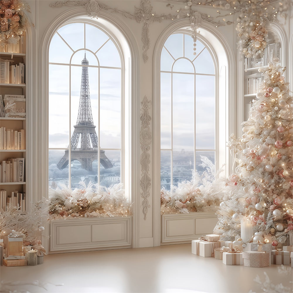Weihnachtsbaum-Hintergrund Paris Winter Elegante Bibliothek Weihnachtshintergr¨¹nde TWW510-79