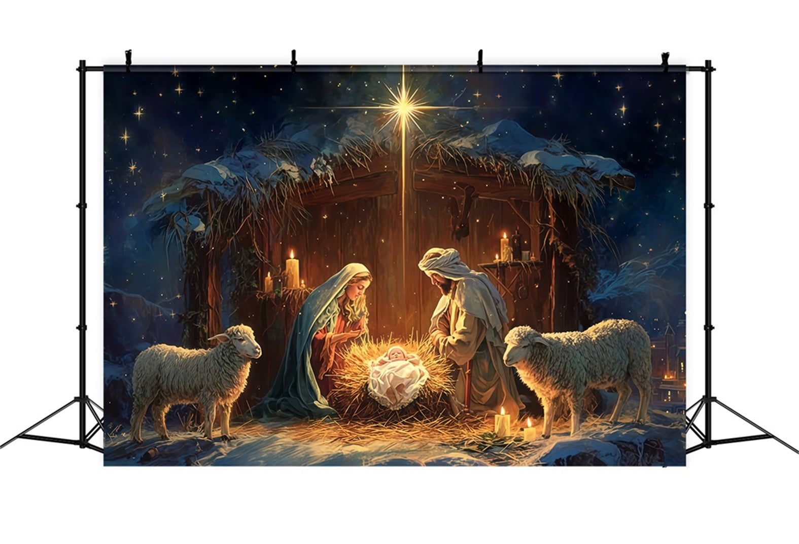 Krippen-Hintergrund Heilige Familie Krippe Nacht Weihnachts-Hintergr¨¹nde TWW510-81