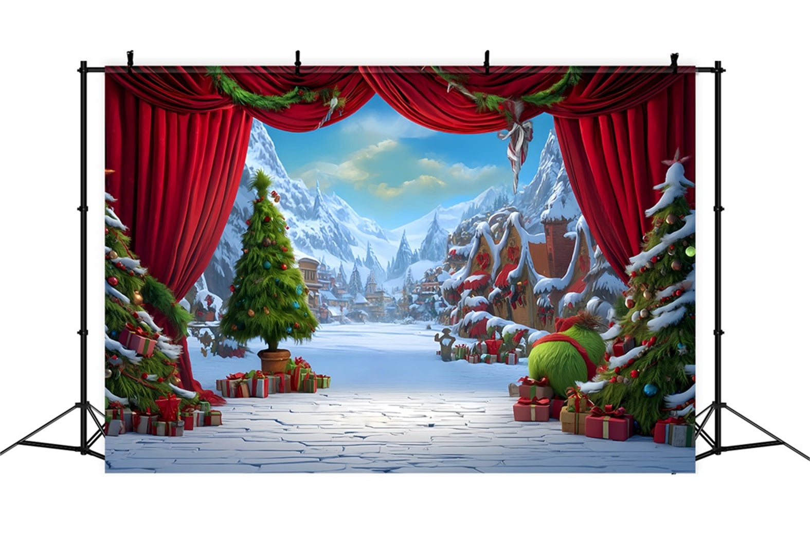 Grinch-Hintergrund Whoville Festliche Winterb¨¹hne Weihnachtsfoto-Hintergr¨¹nde TWW510-83